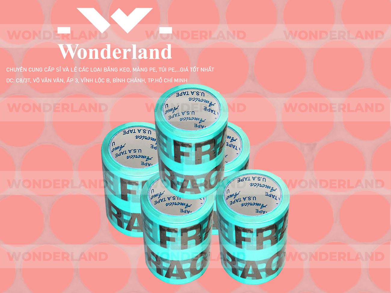 BĂNG KEO IN CHỮ SIZE 91MM WONDERLAND CHẤT LƯỢNG TỐT NHẤT