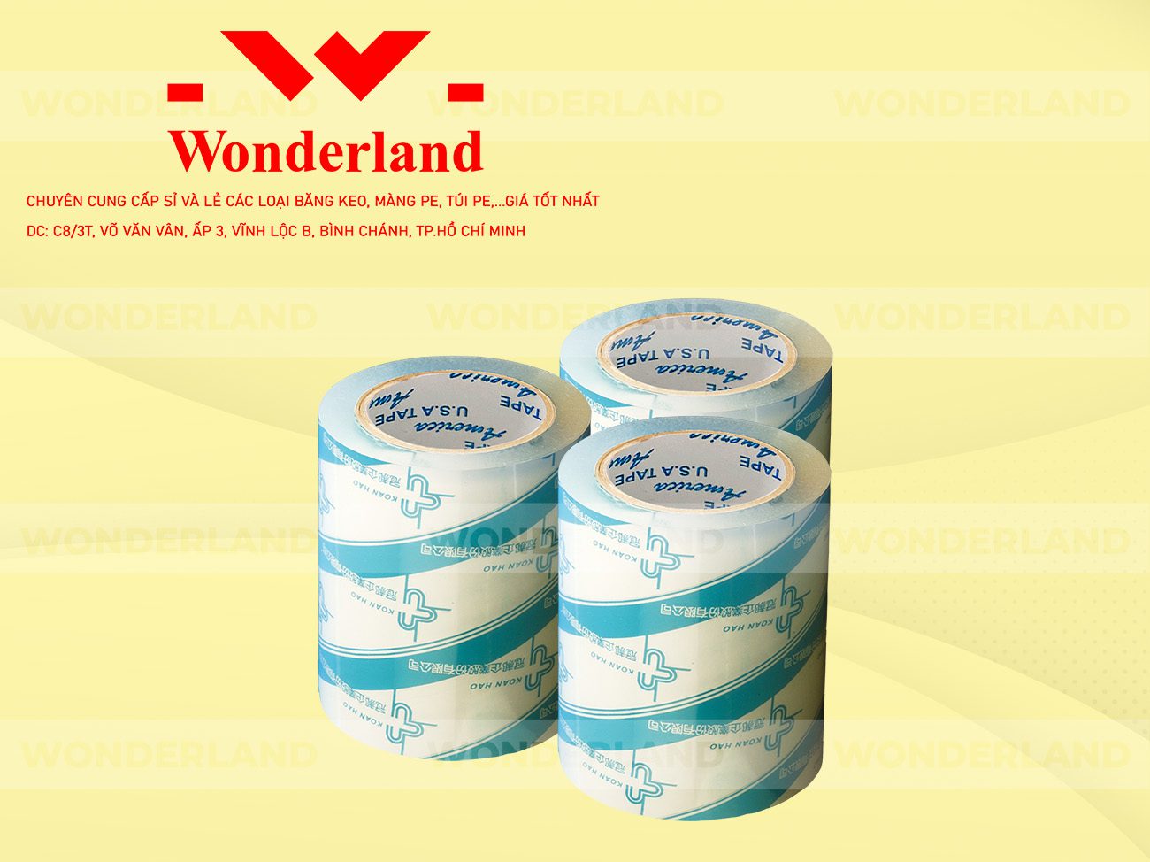 BĂNG KEO IN CHỮ SIZE 91MM WONDERLAND GIÁ SỈ TỐT NHẤT