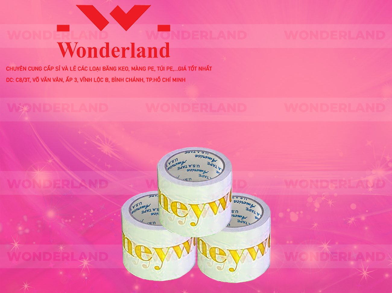 BĂNG KEO IN CHỮ SIZE 92MM WONDERLAND CHẤT LƯỢNG TỐT NHẤT