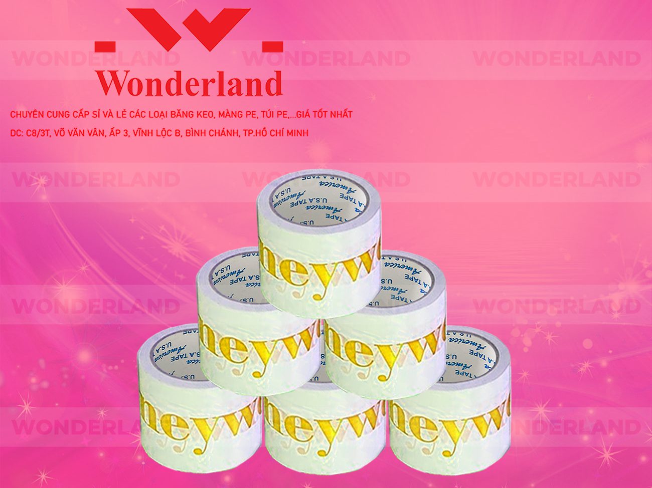 BĂNG KEO IN CHỮ SIZE 92MM WONDERLAND GIÁ TỐT