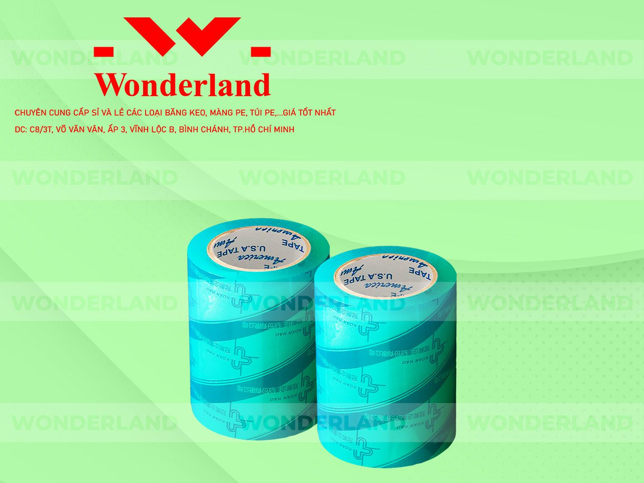 BĂNG KEO IN CHỮ SIZE 93MM WONDERLAND CHẤT LƯỢNG