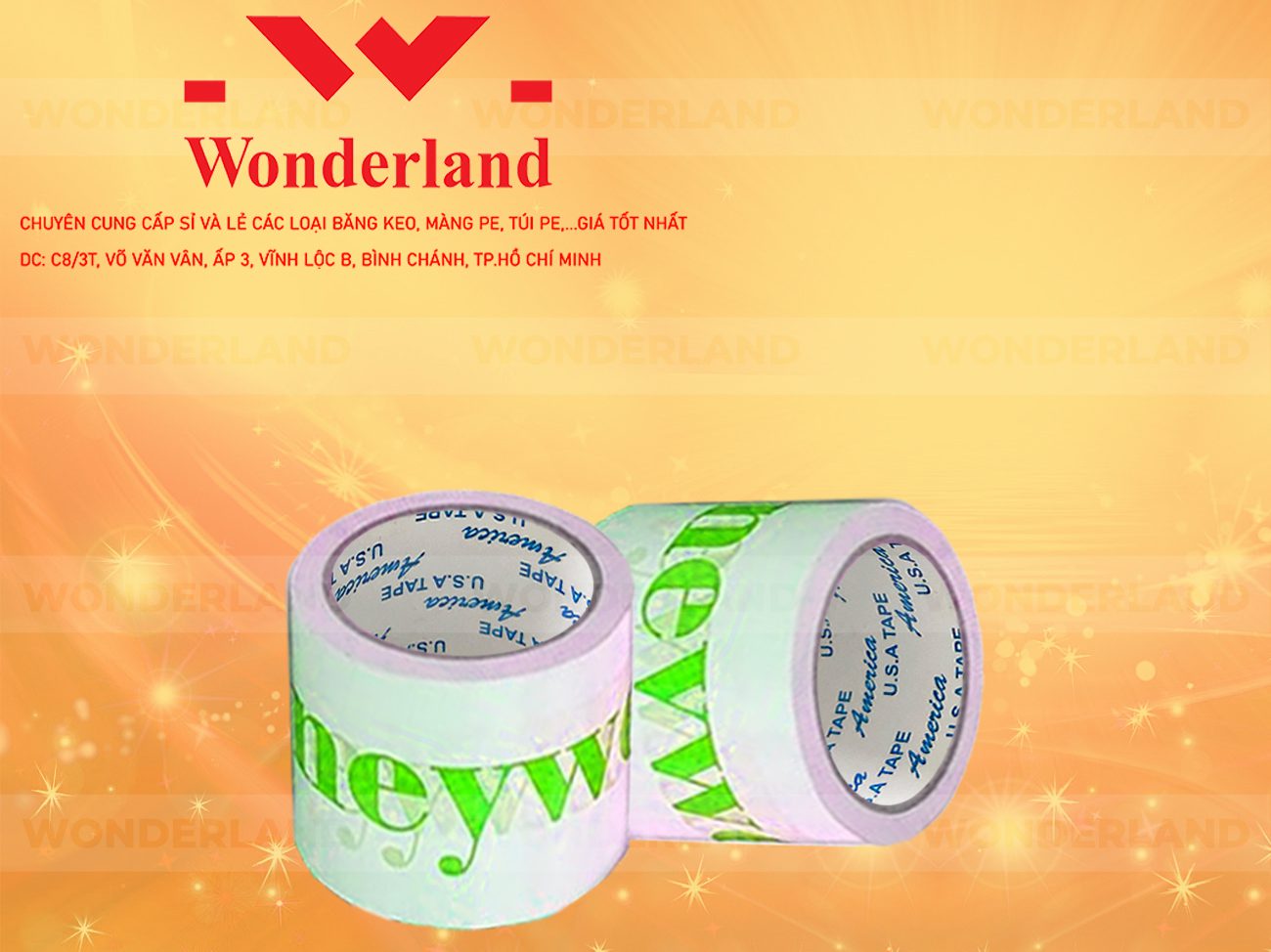 BĂNG KEO IN CHỮ SIZE 94MM WONDERLAND CHẤT LƯỢNG TỐT NHẤT
