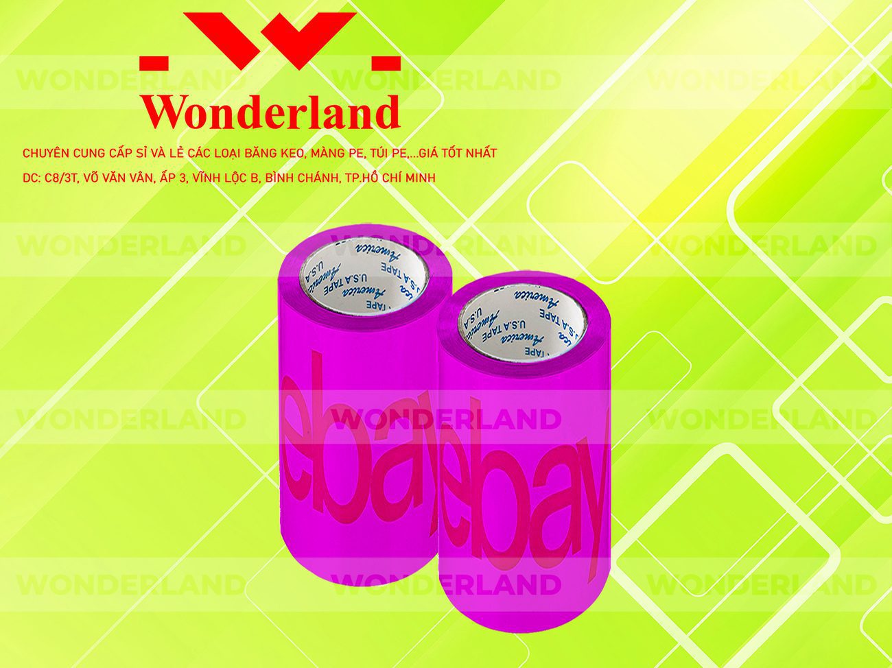 BĂNG KEO IN CHỮ SIZE 94MM WONDERLAND CHẤT LƯỢNG