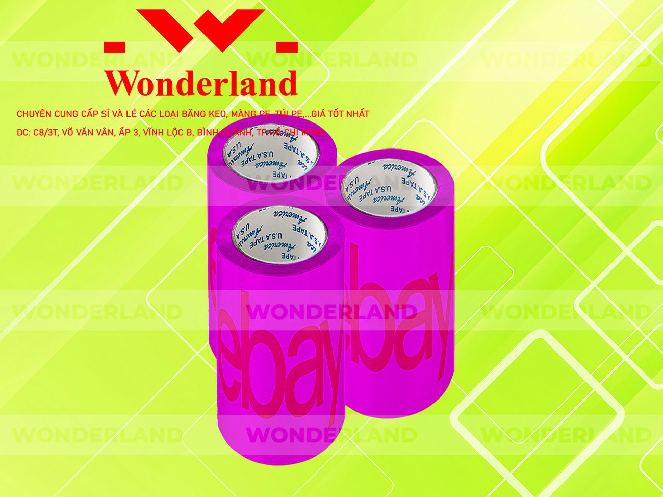 BĂNG KEO IN CHỮ SIZE 94MM WONDERLAND GIÁ SỈ TỐT NHẤT