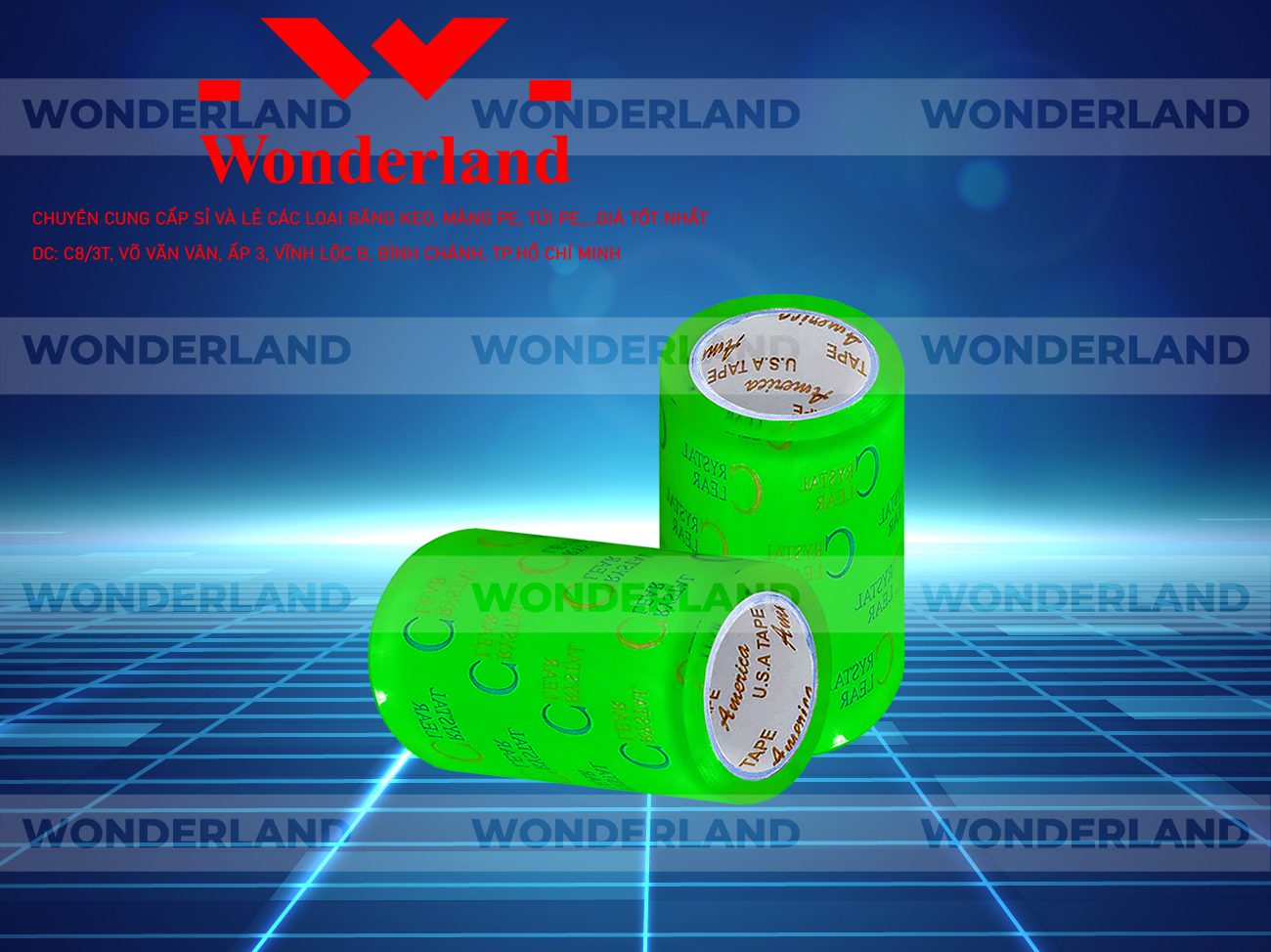 BĂNG KEO IN CHỮ SIZE 95MM WONDERLAND CHẤT LƯỢNG