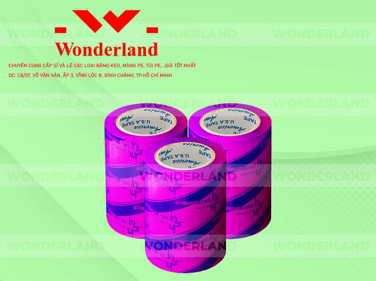 BĂNG KEO IN CHỮ SIZE 95MM WONDERLAND GIÁ SỈ TỐT NHẤT