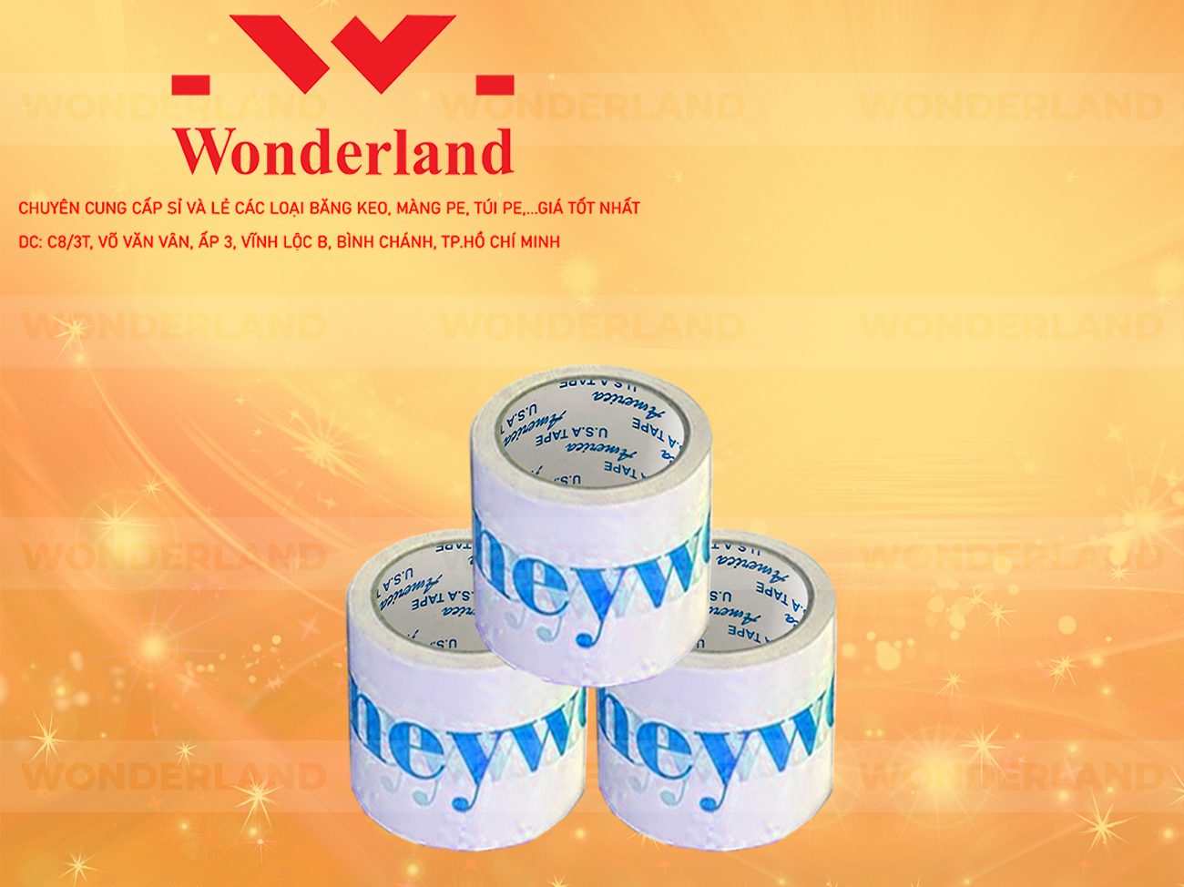 BĂNG KEO IN CHỮ SIZE 96MM WONDERLAND CHẤT LƯỢNG TỐT NHẤT
