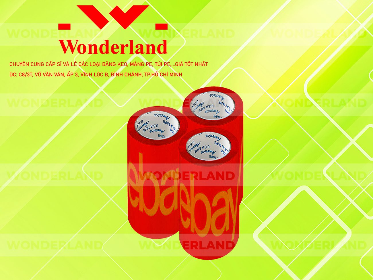 BĂNG KEO IN CHỮ SIZE 96MM WONDERLAND GIÁ SỈ TỐT NHẤT