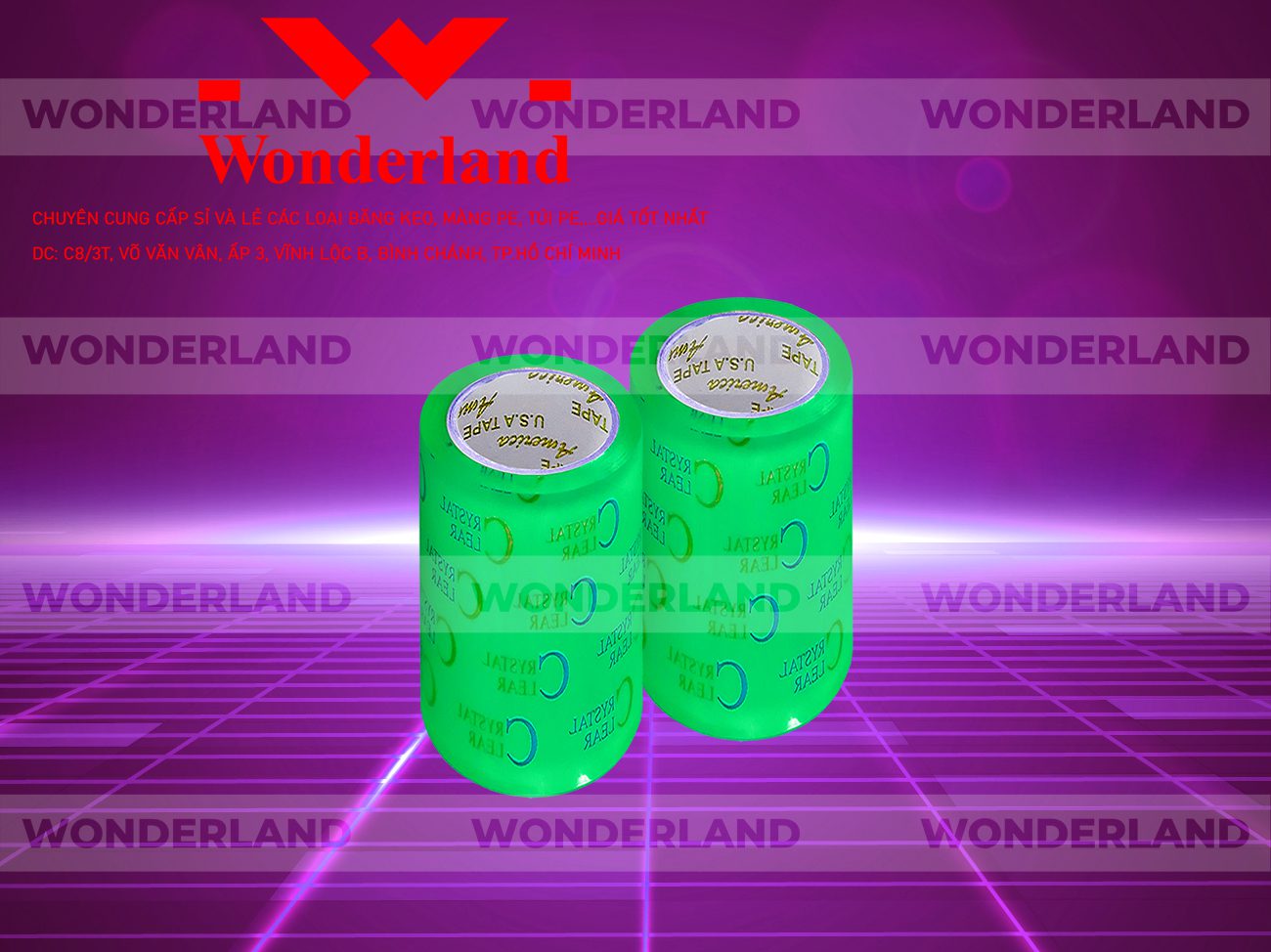 BĂNG KEO IN CHỮ SIZE 97MM WONDERLAND CHẤT LƯỢNG