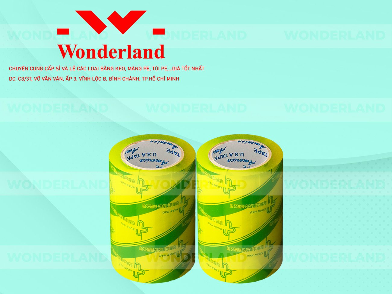 BĂNG KEO IN CHỮ SIZE 97MM WONDERLAND CHẤT LƯỢNG