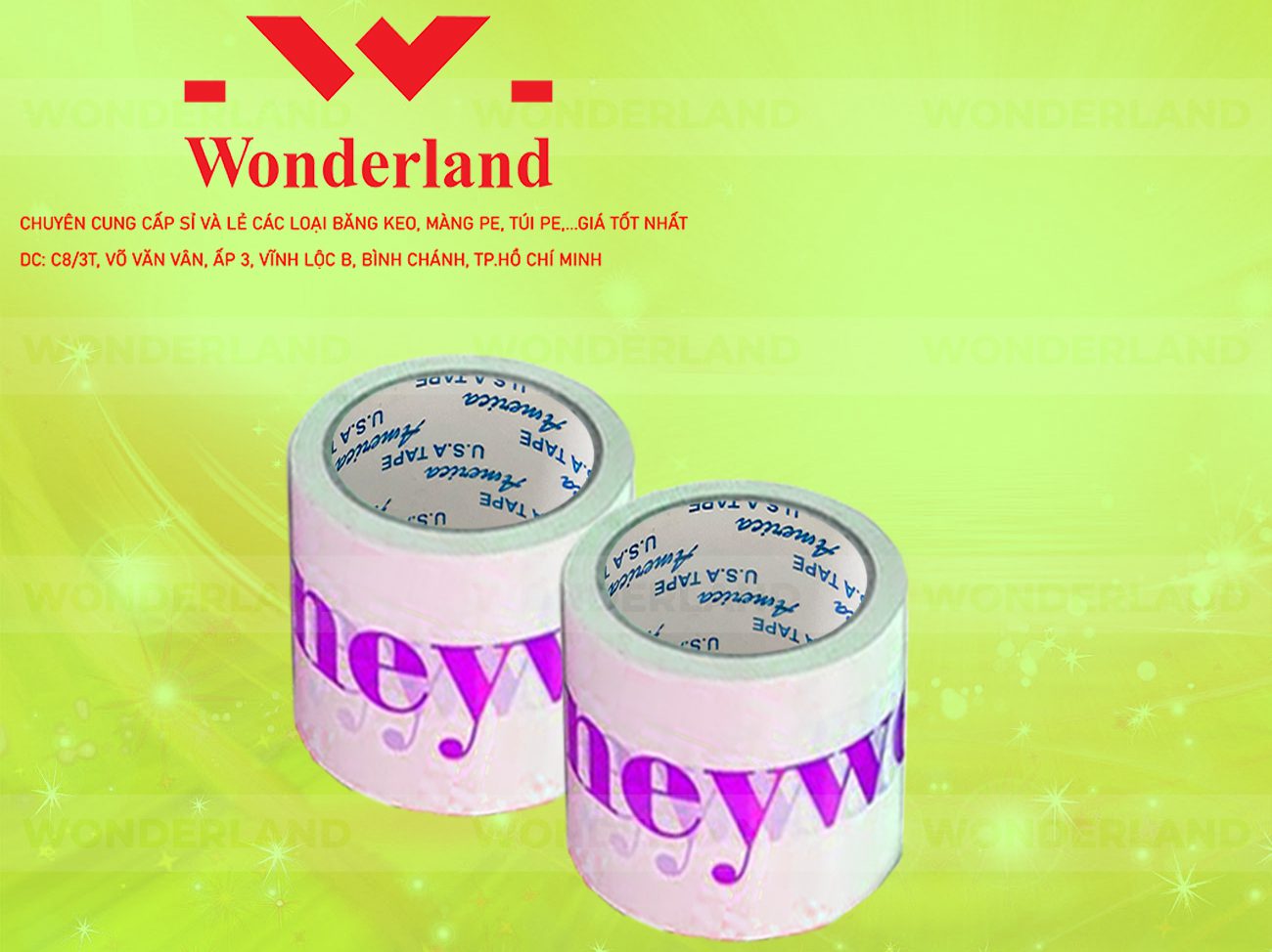 BĂNG KEO IN CHỮ SIZE 98MM WONDERLAND CHẤT LƯỢNG TỐT NHẤT