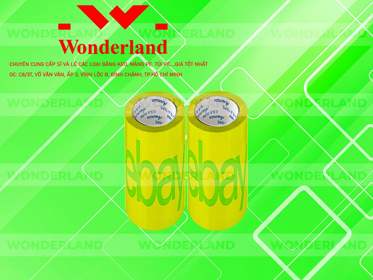 BĂNG KEO IN CHỮ SIZE 98MM WONDERLAND CHẤT LƯỢNG