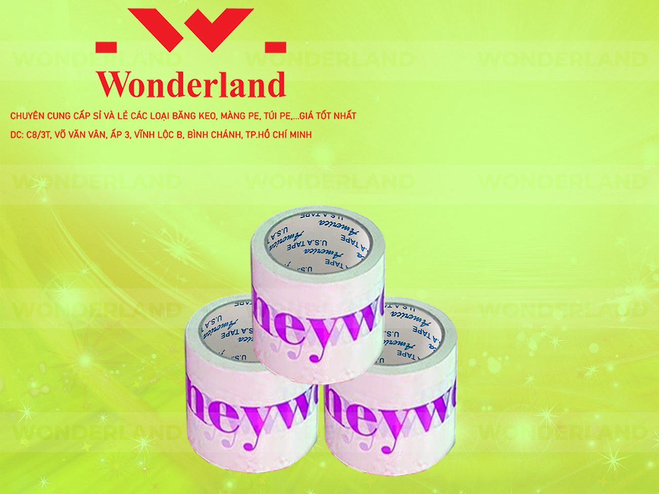 BĂNG KEO IN CHỮ SIZE 98MM WONDERLAND GIÁ TỐT