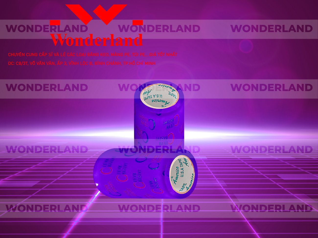 BĂNG KEO IN CHỮ SIZE 99MM WONDERLAND CHẤT LƯỢNG