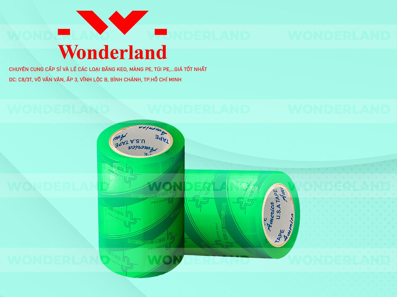 BĂNG KEO IN CHỮ SIZE 99MM WONDERLAND CHẤT LƯỢNG