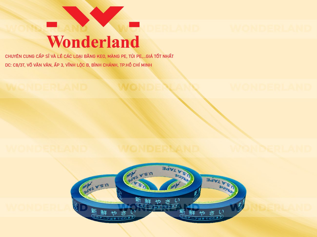 BĂNG KEO IN CHỮ SIZE 9MM WONDERLAND CHẤT LƯỢNG
