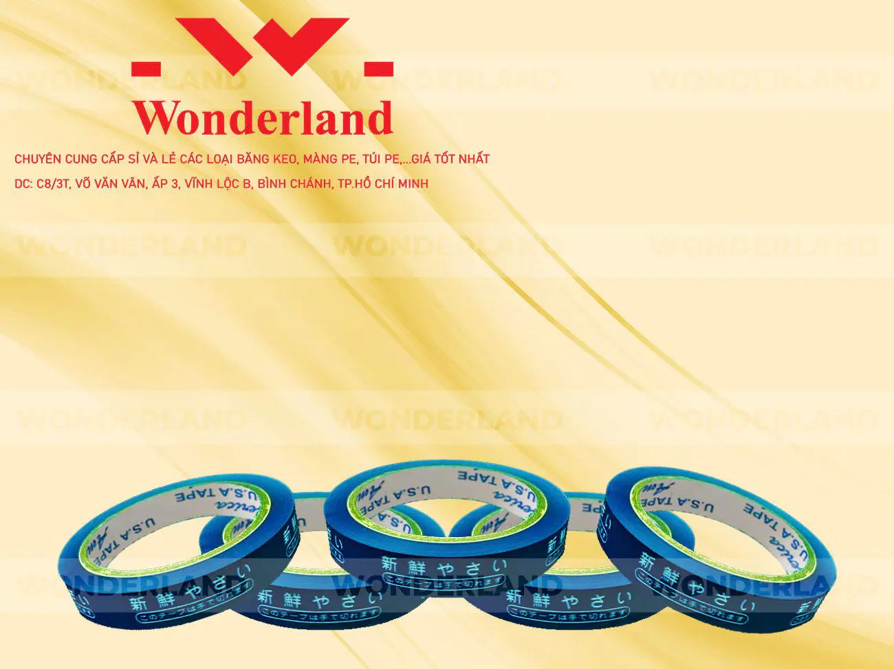 BĂNG KEO IN CHỮ SIZE 9MM WONDERLAND GIÁ SỈ TỐT NHẤT
