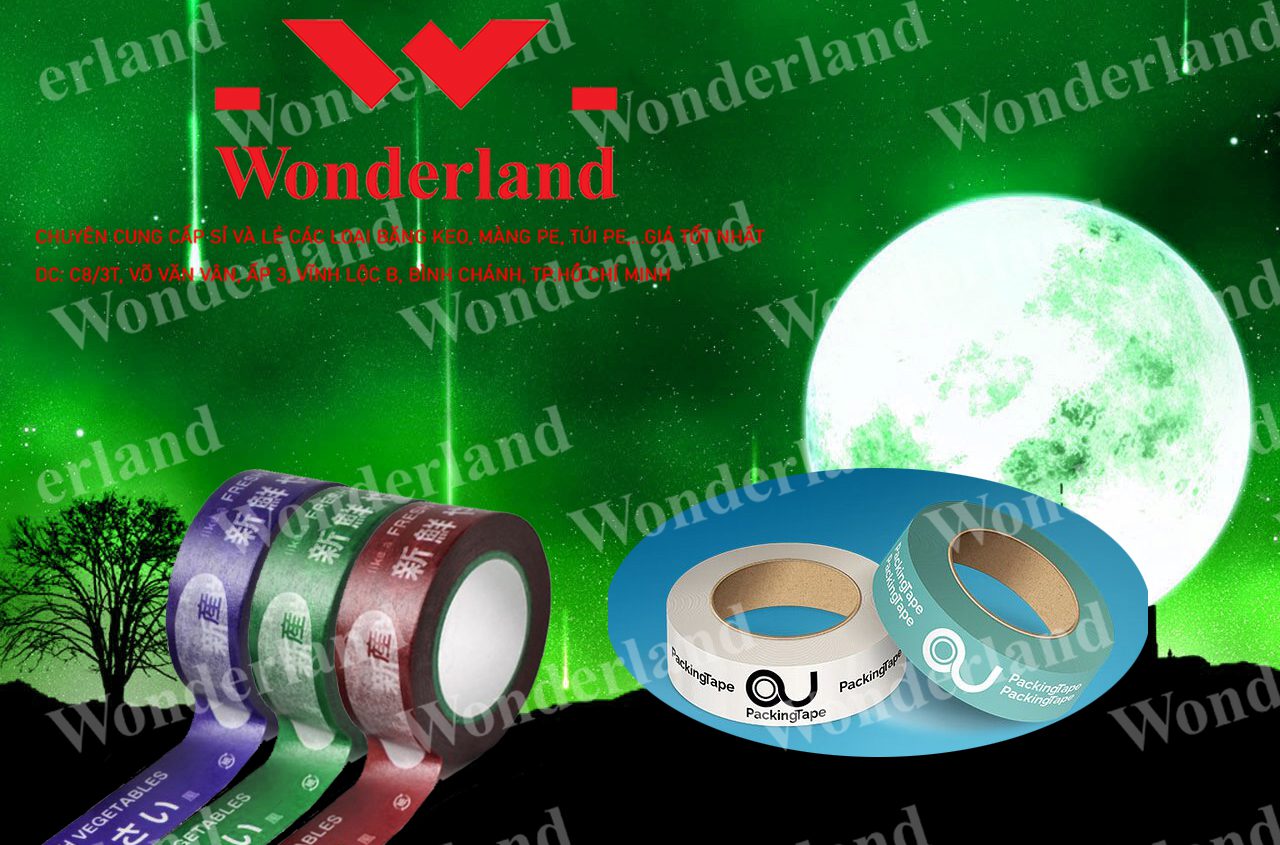 BĂNG KEO IN LOGO 32MM WONDERLAND NHIỀU MÀU SẮC CHẤT LƯỢNG CAO