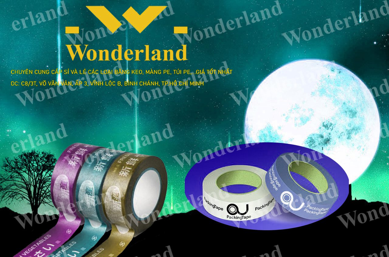 BĂNG KEO IN LOGO SIZE 32MM WONDERLAND CHẤT LƯỢNG TỐT NHẤT