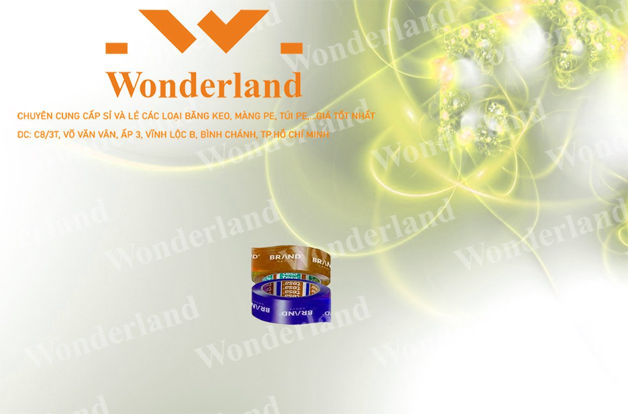 BĂNG KEO IN LOGO 34MM WONDERLAND CHẤT LƯỢNG