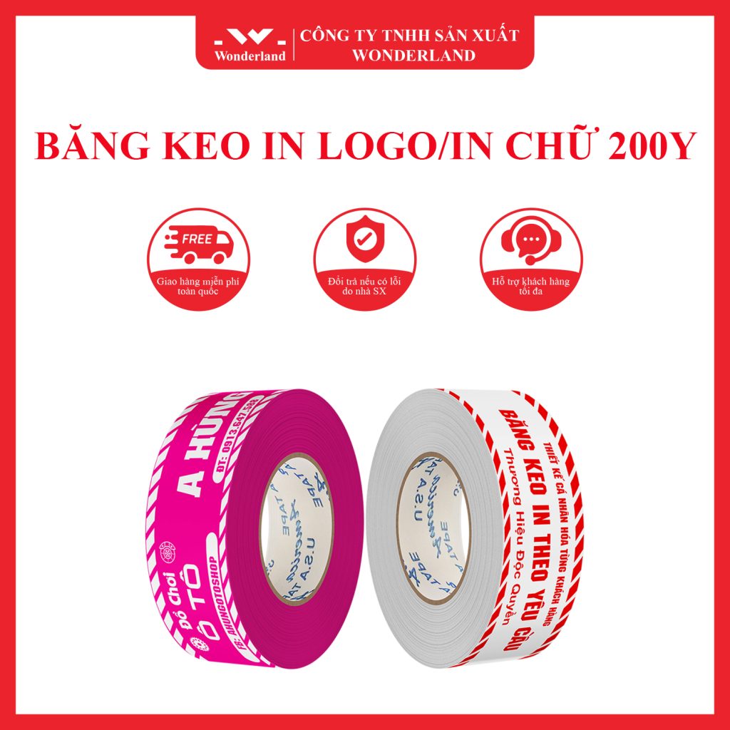 BĂNG KEO IN LOGO/IN CHỮ 200Y WONDERLAND MANG NHIỀU ƯU ĐIỂM NỔI BẬT