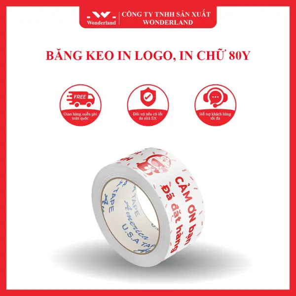 BĂNG KEO IN LOGO, IN CHỮ 80Y WONDERLAND