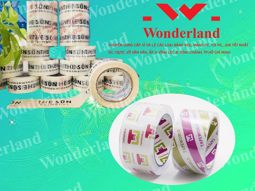 BĂNG KEO IN LOGO NGÀNH MỸ PHẨM CHẤT LƯỢNG CAO TẠO WONDERLAND