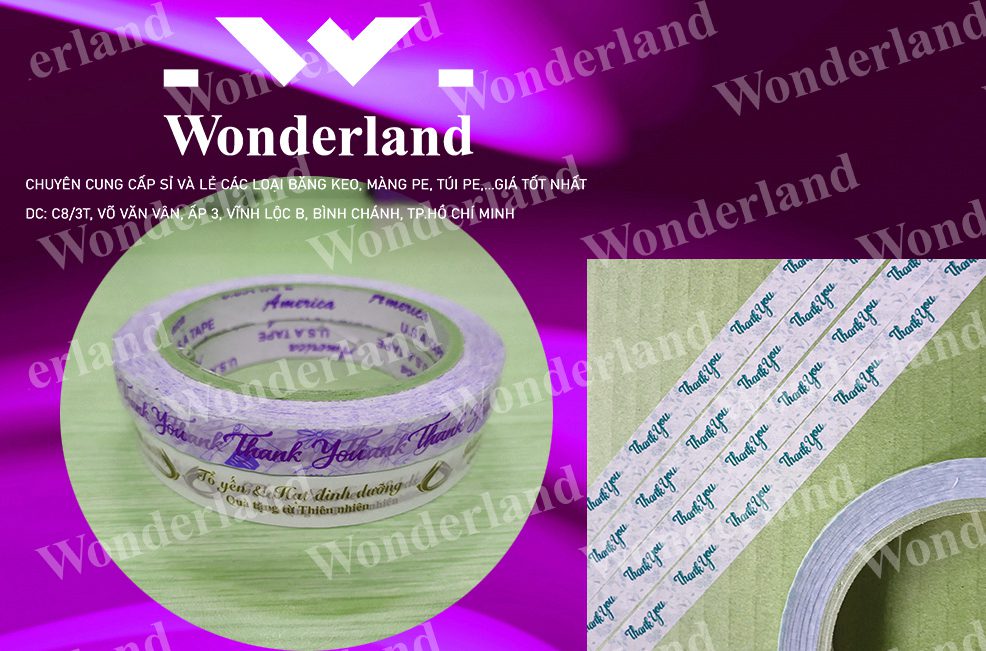 BĂNG KEO IN LOGO SIZE 10MM WONDERLAND CHẤT LƯỢNG CAO