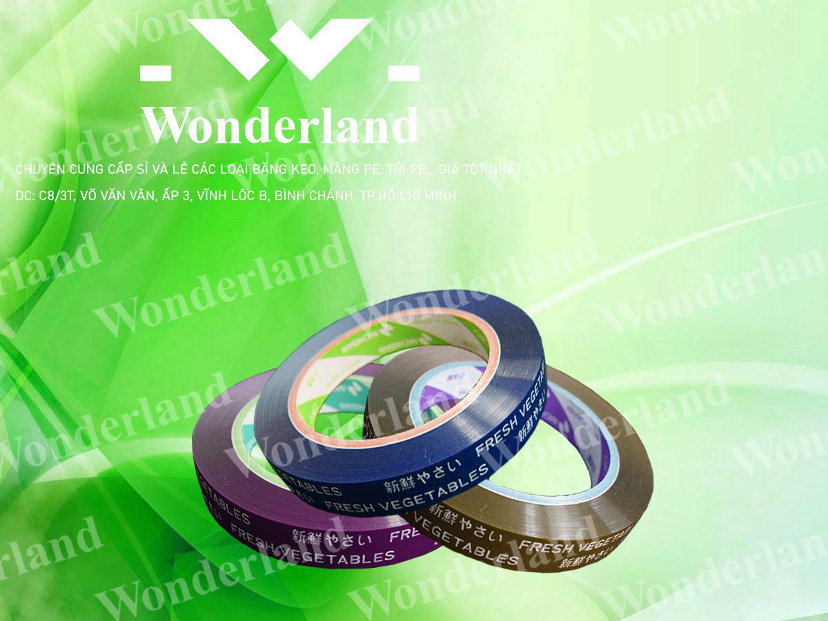 BĂNG KEO IN LOGO SIZE 16MM WONDERLAND CHẤT LƯỢNG CAO