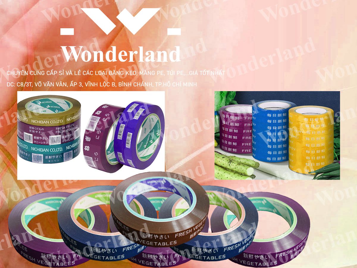 BĂNG KEO IN LOGO SIZE 16MM WONDERLAND GIÁ RẺ NHẤT