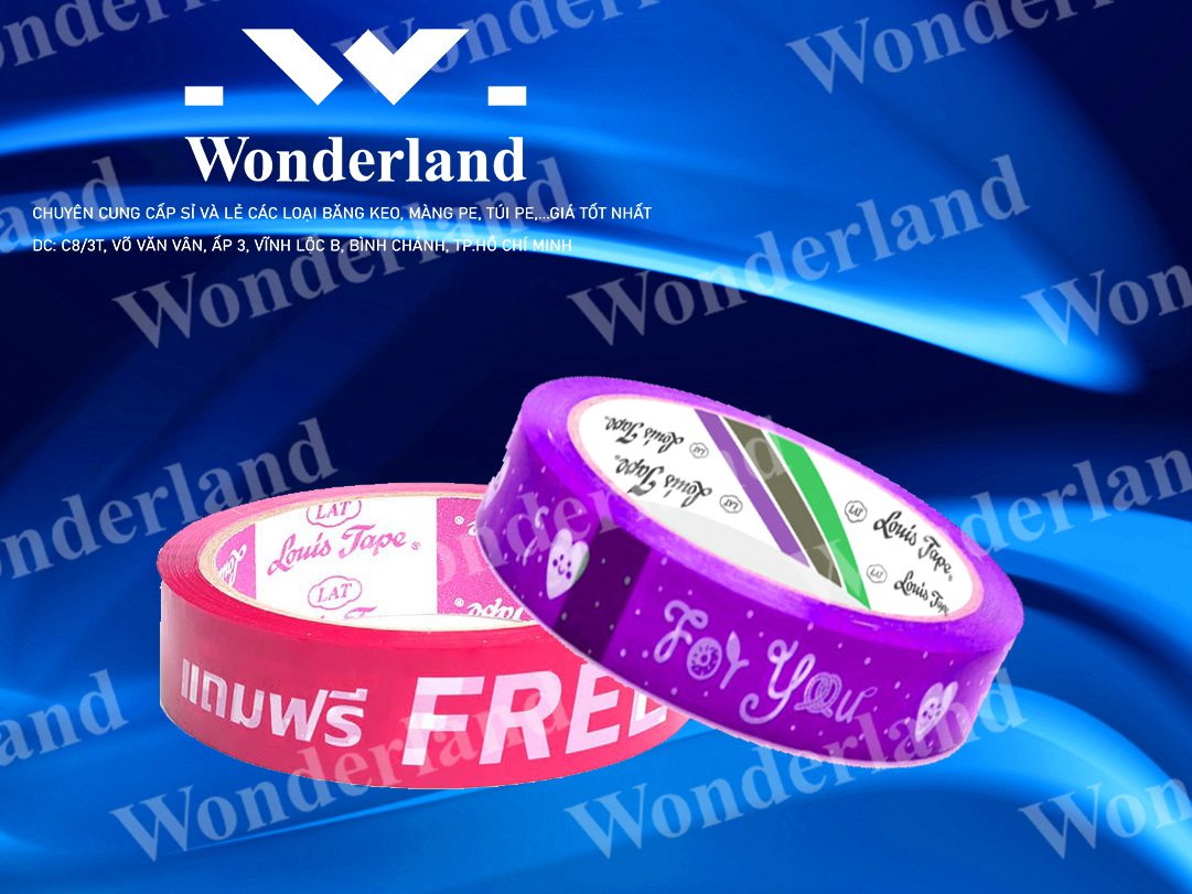 BĂNG KEO IN LOGO SIZE 20MM WONDERLAND CHẤT LƯỢNG CAO NHẤT