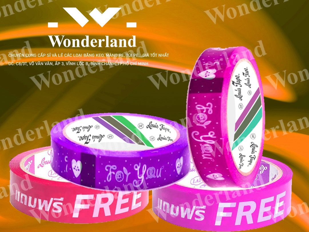 BĂNG KEO IN LOGO SIZE 20MM WONDERLAND GIÁ TỐT