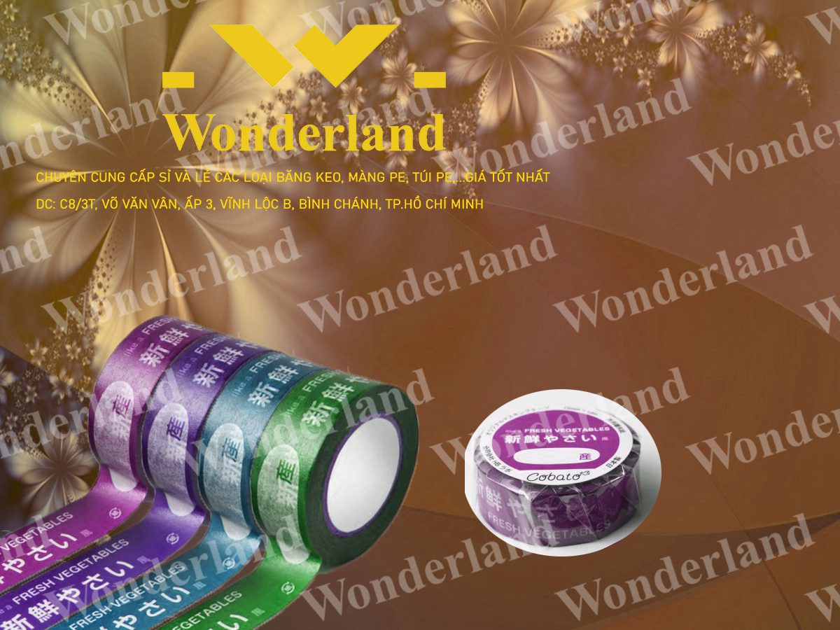 BĂNG KEO IN LOGO SIZE 22MM WONDERLAND CHẤT LƯỢNG TỐT NHẤT