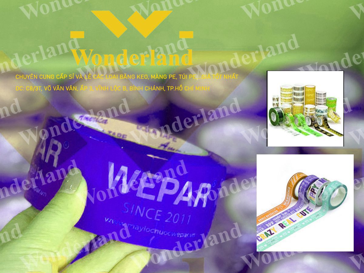 BĂNG KEO IN LOGO SIZE 22MM WONDERLAND GIÁ TỐT