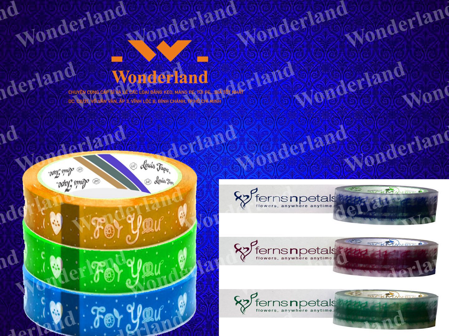 BĂNG KEO IN LOGO SIZE 24MM WONDERLAND CHẤT LƯỢNG TỐT NHẤT