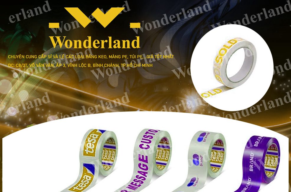 BĂNG KEO IN LOGO SIZE 26MM WONDERLAND CHẤT LƯỢNG TỐT NHẤT