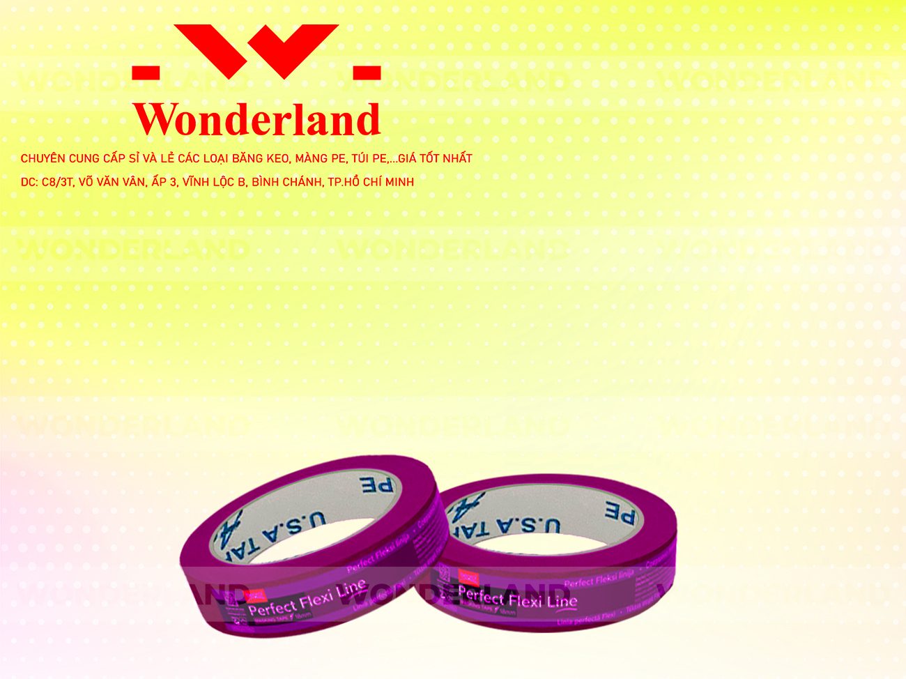 BĂNG KEO IN LOGO SIZE 26MM WONDERLAND CHẤT LƯỢNG