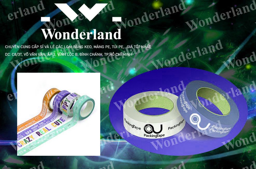 BĂNG KEO IN LOGO SIZE 28MM WONDERLAND CHẤT LƯỢNG TỐT NHẤT