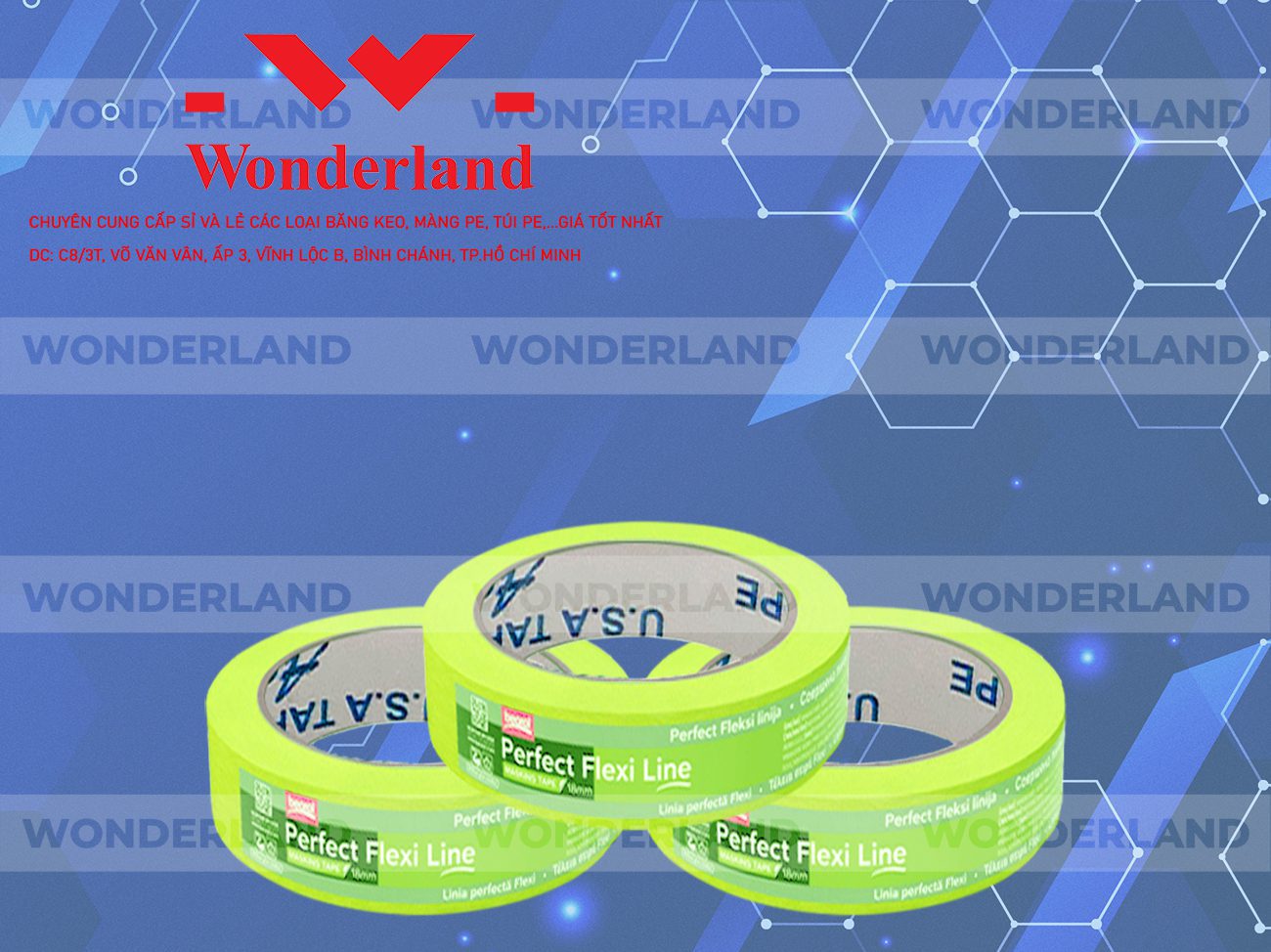 BĂNG KEO IN LOGO SIZE 34MM WONDERLAND GIÁ SỈ TỐT NHẤT