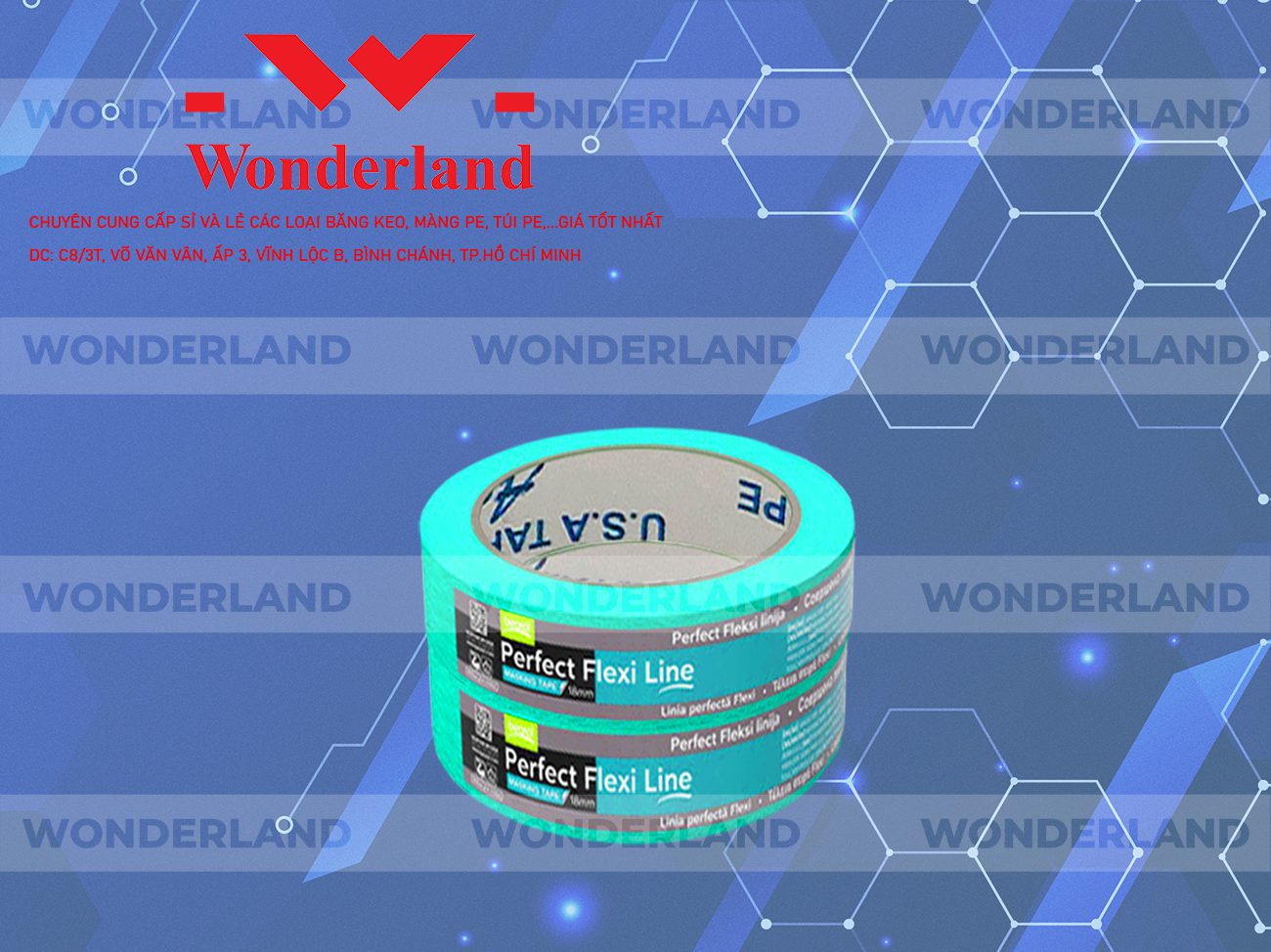 BĂNG KEO IN LOGO SIZE 36MM WONDERLAND CHẤT LƯỢNG