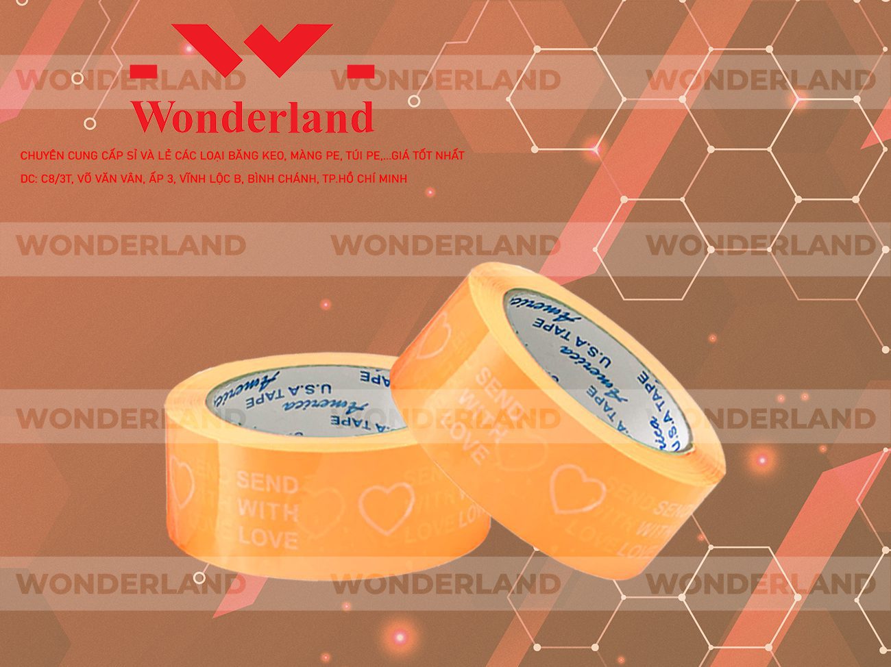 BĂNG KEO IN LOGO SIZE 44MM WONDERLAND CHẤT LƯỢNG