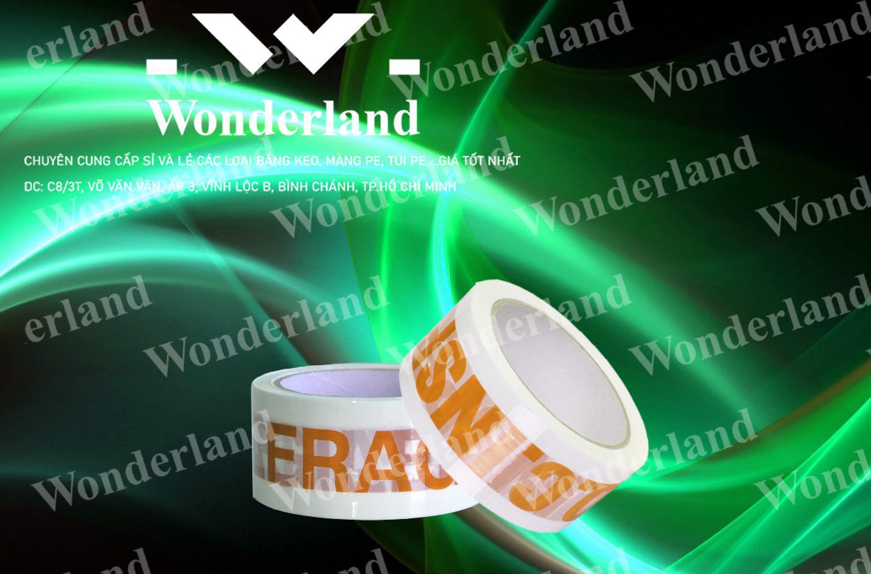 BĂNG KEO IN LOGO SIZE 50MM WONDERLAND CHẤT LƯỢNG