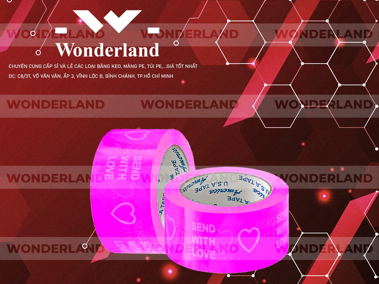 BĂNG KEO IN LOGO SIZE 52MM WONDERLAND CHẤT LƯỢNG