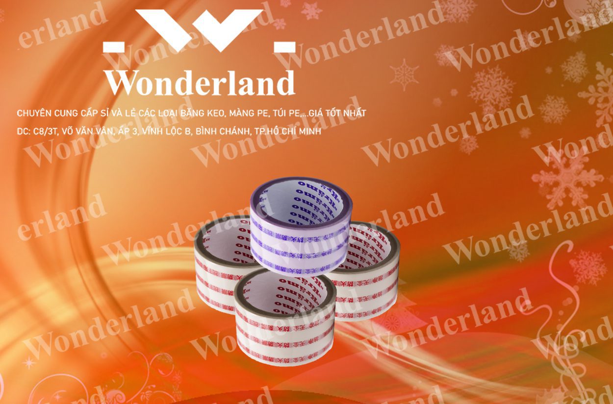 BĂNG KEO IN LOGO SIZE 52MM WONDERLAND CHẤT LƯỢNG CAO