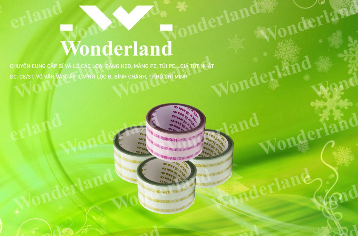 BĂNG KEO IN LOGO SIZE 52MM WONDERLAND CHẤT LƯỢNG TỐT