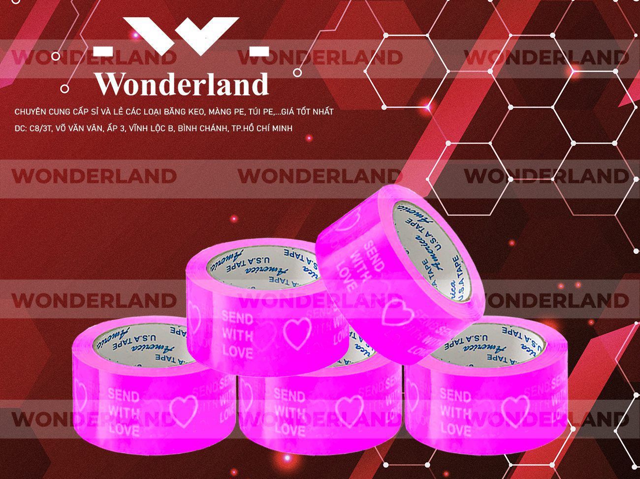BĂNG KEO IN LOGO SIZE 52MM WONDERLAND GIÁ SỈ TỐT NHẤT