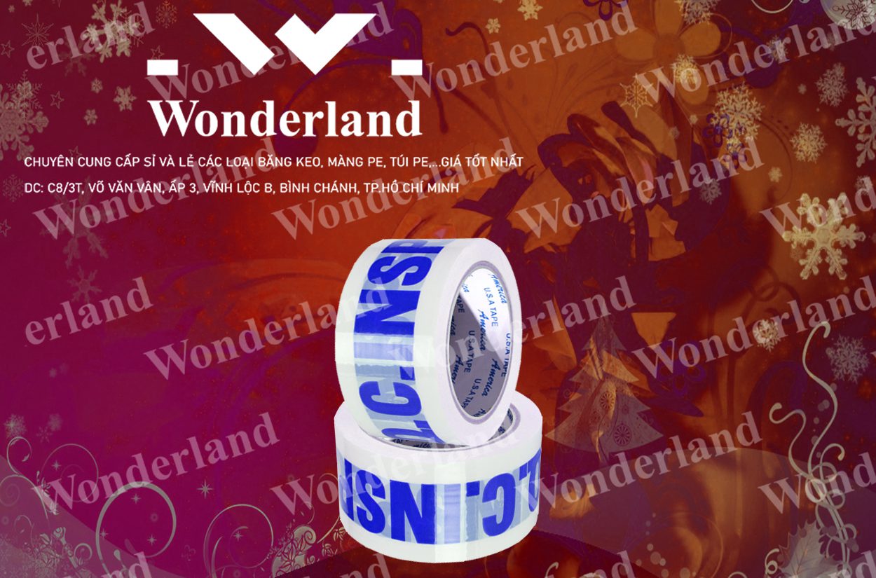 BĂNG KEO IN LOGO SIZE 53MM WONDERLAND CHẤT LƯỢNG CAO