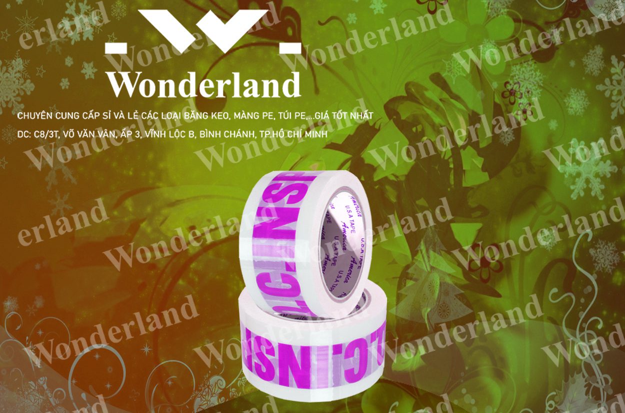 BĂNG KEO IN LOGO SIZE 53MM WONDERLAND CHẤT LƯỢNG TỐT