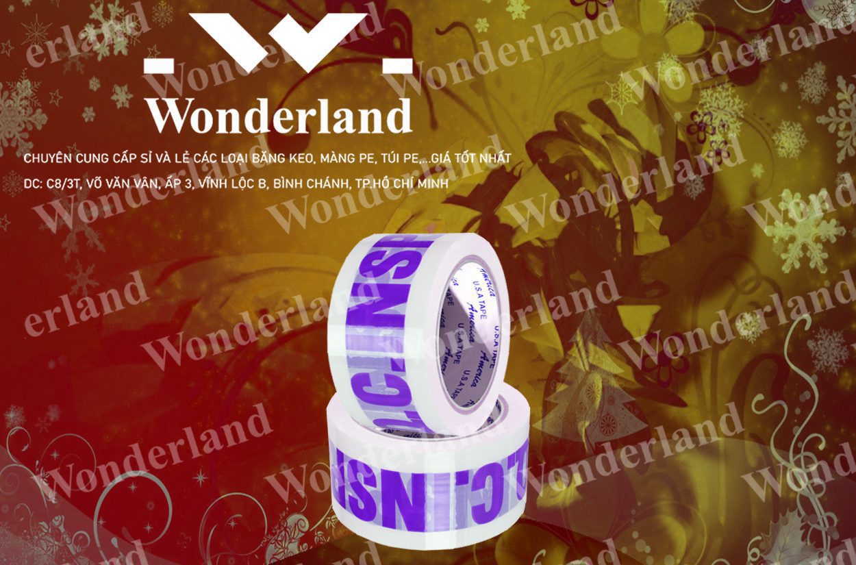 BĂNG KEO IN LOGO SIZE 53MM WONDERLAND CHẤT LƯỢNG