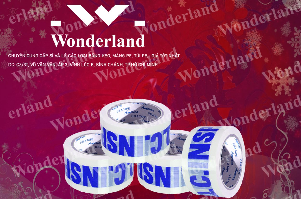 BĂNG KEO IN LOGO SIZE 53MM WONDERLAND GIÁ SỈ TỐT NHẤT